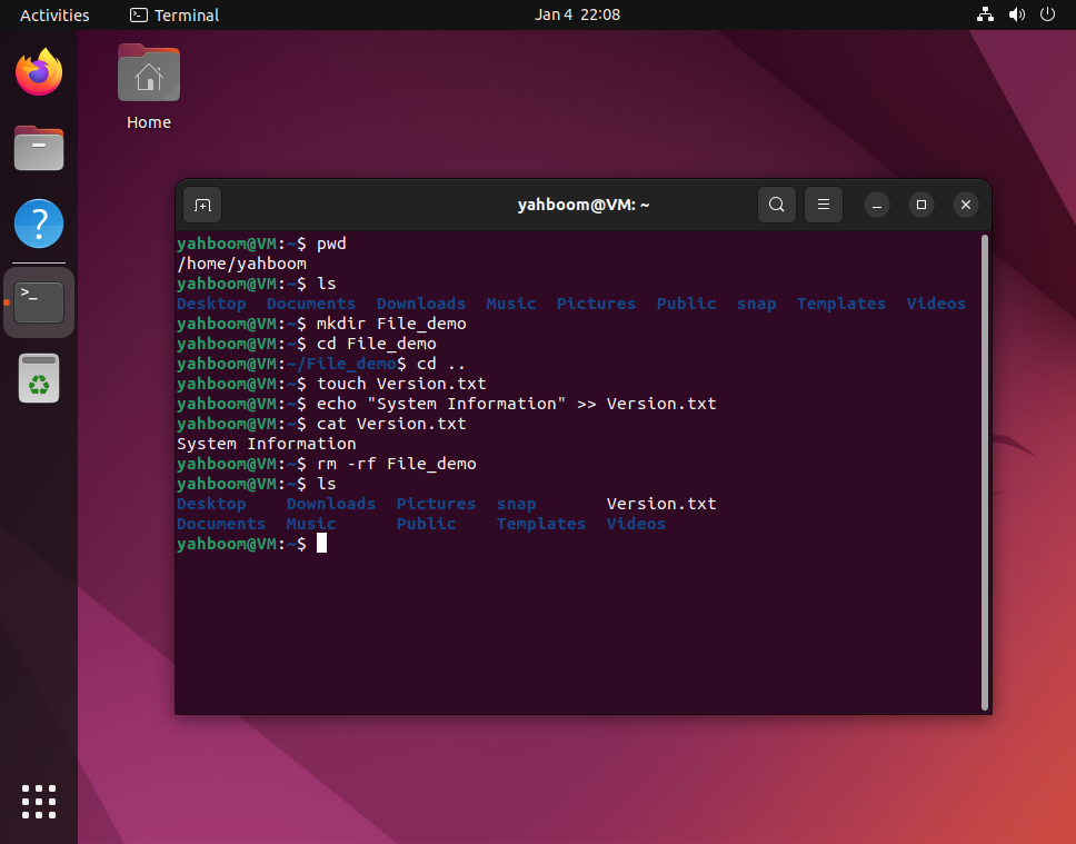 File operations in terminal