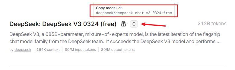 Copy model identifier